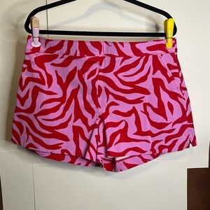 SPANX Women’s Sz XL (Waist 36) “On the Go” Red & Pink Zebra Print Shorts